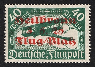 1925 40pf Heilbronn Airport, Special Airmail Overprint, Weimar Republic, Germany