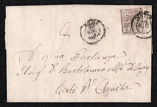 1854 (20 Jun) Lettre sheet from Roma (Papal States, Italy) to Rieti (Papal States, Italy), franked by 5b (Papal States, Italy), Roma cancellation. Handwritten rate "8". No arrival postmark