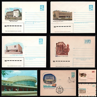 1976 Soviet Union, USSR, Russia, 'Soviet Architecture and Modern Cinemas' Postal Stationery Covers, Small Thematic Collection, Mint