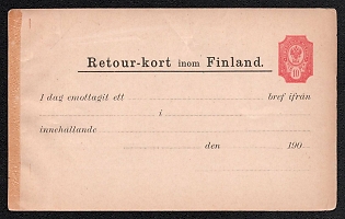 1901 10p Postal Stationery Return Form, Russian Finland, 5th Issue