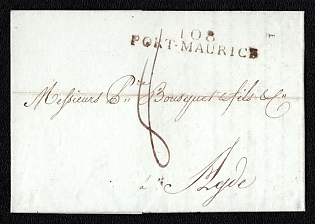 1811 Pre-philatelic stampless letter sheet from Port-Maurice (French occupation Italy) to Agde (France), payment postmark handwritten rate "8", black straight-line "108 / PORT-MAURICE" postmark. No arrival postmark