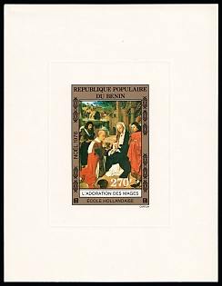 1976 270fr Christmas: Painting, 'Adoration of the Magi' by Geertgen tot Sint Jans, People's Republic of Benin, Proof Sunken Sheetlet