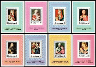 1970 Christmas, Durer's paintings, Emirate of Ajman (United Arab Emirates), Imperforate Sheets, Complete Set