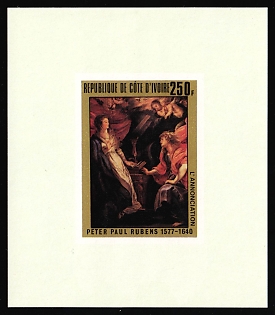 1978 250fr 'The Annunciation' by Rubens, Republic of Cote d'Ivoire (Ivory Coast), Imperforate Proof Sheetlet