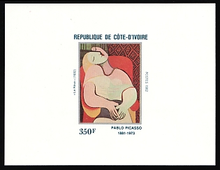 1982 350fr 'The Dream' by Pablo Picasso, Republic of Cote d'Ivoire (Ivory Coast), Imperforate Proof Sheetlet