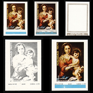 1972 Christmas, Republic of Equatorial Guinea, Airmail, Imperforate Trial Color Proofs, Margins