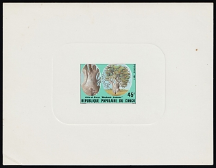1981 45fr Tree of Brazza, Republic of the Congo, Proof Sunken Sheetlet