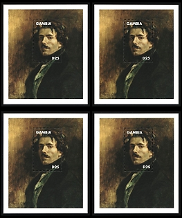 1998 'Self Portrait' by Eugene Delacroix, Republic of the Gambia, Souvenir Sheets