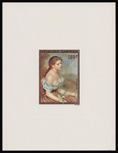 1974 130fr Impressionists, Young Girl with Flowers by Renoir, Gabonese Republic, Proof Sunken Sheetlet