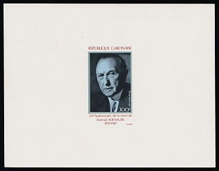 1987 300fr Konrad Adenauer (1876-1967), German politician and Chancellor, Gabonese Republic, Plate Proof Sheetlet