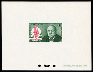 1966 100fr 1st Anniversary of Winston Churchill's death, Republic of Upper Volta (Burkina Faso), Epreuve de Luxe, Deluxe Die Proof Sheetlet