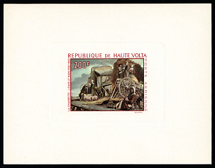 1968 200fr Art, 'The Cart' by Louis the Dwarf, Republic of Upper Volta (Burkina Faso), Proof Sunken Sheetlet