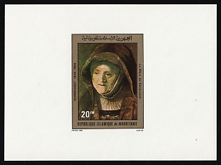 1980 20um 'The Mother of Rembrandt' by Rembrandt, Islamic Republic of Mauritania, Imperforate Proof Sheetlet