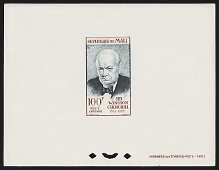 1965 100f Sir Winston Churchill Commemoration, Republic of Mali, Epreuve de Luxe, Deluxe Proof Sheetlet