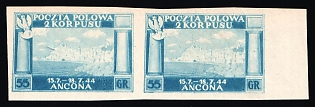 1945 55gr Barletta - Trani, Polish II Corps in Italy, Poland, DP Camp, Displaced Persons Camp, Pair, Margin, Chalky Paper, Unpriced