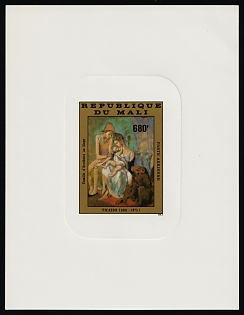 1983 680fr 10th Anniversary of Pablo Picasso's death, 'Acrobat family with monkeys' painting by P. Picasso, Republic of Mali, Proof Sunken Sheetlet