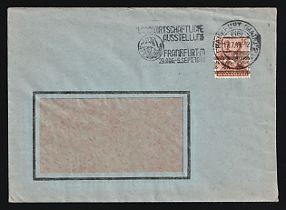 1949 (17 Jul) British and American Zones of Occupation, Germany, Cover locally addressed in Frankfurt am Main, franked with 24pf, Advertising handstamp 'Agricultural exhibition, Frankfurt am Main 29 Aug - 5 Sep 1948', advertising company-printed inscription of an industrial enterprise 'Adlerwerke vorm. Heinrich Kleyer Joint-stock company, (16) Frankfurt am Main' on the back side
