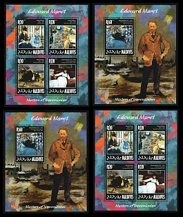 2014 Masters of Impressionism. Edouard Manet, Republic of Maldives, Souvenir Sheets