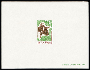 1965 1fr Native Fruits: Dump palm (Hyphaene thebaica), Islamic Republic of Mauritania, Epreuve de Luxe, Deluxe Proof Sheetlet