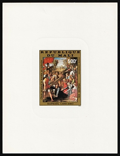 1981 500fr 'Christ Falling on the Way to Calvary' by Raphael, Easter, Republic of Mali, Airmail, Proof Sunken Sheetlet