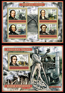 2012 Pioneers of the Railway, Central African Republic, Souvenir Sheets