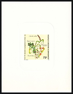 1986 73fr Society for Nature Conservation, Nepenthes vieillardii, Syzygium ngoyense, Archidendropsis paivana, Scaevola balansae, Territory of New Caledonia and Dependencies, Proof Sunken Sheetlet
