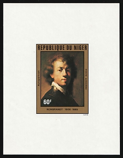 1981 60fr 'Self-Portrait' by Rembrandt, Republic of the Niger, Airmail, Imperforate Proof Sheetlet