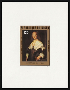 1981 130fr 'Portrait of Maria Trip' by Rembrandt, Republic of the Niger, Airmail, Imperforate Proof Sheetlet