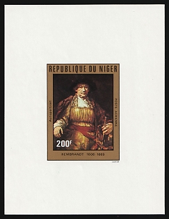 1981 200fr 'Self-Portrait' by Rembrandt, Republic of the Niger, Airmail, Imperforate Proof Sheetlet