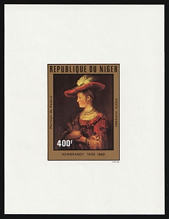 1981 400fr 'Portrait of Saskia' by Rembrandt, Republic of the Niger, Airmail, Imperforate Proof Sheetlet