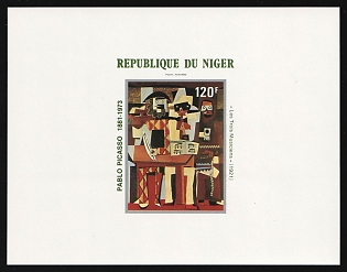 1981 120fr 'Three Musicians' by Pablo Picasso, Republic of the Niger, Airmail, Imperforate Proof Sheetlet