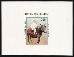 1981 200fr 'Paul on a Donkey' by Pablo Picasso, Republic of the Niger, Airmail, Imperforate Proof Sheetlet