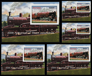 2004  200 Years of Steam Locomotives, Co-operative Republic of Guyana, Souvenir Sheets