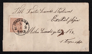 1872 ca. (3 Feb) Letter sheet within Stockholm (Sweden), franked 3o (Sweden) canceled Stockholm postmark. No arrival postmark