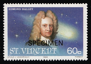 1986 60c Appearance of Halley's comet, Edmond Halley, Saint Vincent and the Grenadines, Specimen
