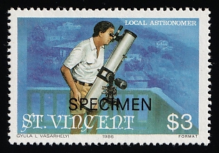 1986 45c Appearance of Halley's comet, Local astronomer, Saint Vincent and the Grenadines, Specimen