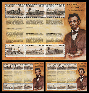2001 History of the Railway: The American Civil War, Saint Christopher, Souvenir Sheets