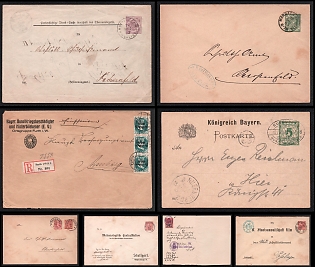1883 - 1921 German States, Germany, Small Collection of Postal Stationery Covers and Postcards
