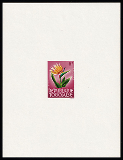 1964-1965 6f Flora and Fauna: Bird-of-Paradise Flower (Strelitzia reginae), Togolese Republic, Imperforate Proof Sheetlet
