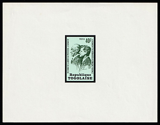1973 40fr 10th Anniversary of the death of John F. Kennedy, J. F. Kennedy and Adenauer, Togolese Republic, Imperforate Proof Sheetlet
