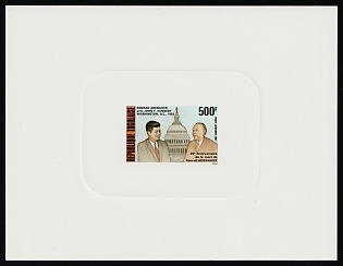 1987 500fr 20th Anniversary of Konrad Adenauer's death, J. F. Kennedy and Adenauer, Togolese Republic, Proof Sunken Sheetlet