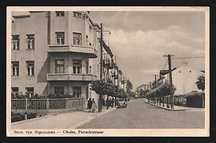 1940 (9 Nov) General Government, Germany, SS Military Mail Field Post Feldpost Stampless free tariff Postal Stationery Picture Postcard from SS 8th Heavy Infantry Regiment, 2nd Company Chelm - General Government to Przybkow (Poland), with round violet official seal 'SS Totenkopf 2 Kompagnie'