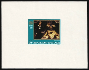 1968 60fr 'The Anatomy Lesson (Detail)' by Rembrandt, Togolese Republic, Airmail, Imperforate Proof Sheetlet
