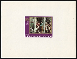 1968 90fr 'Jesus Healing the Sick' by Raphael, Togolese Republic, Airmail, Imperforate Proof Sheetlet