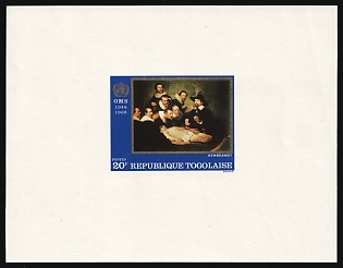 1968 20fr 'The Anatomy Lesson of Dr. Tulp' by Rembrandt, Togolese Republic, Imperforate Proof Sheetlet