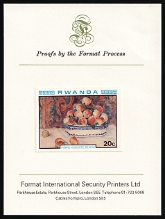 1980 20c 'Still Life' by Renoir, Proof by Format Process, Republic of Rwanda, Proof on the Exhibition Sheet (printed in London)