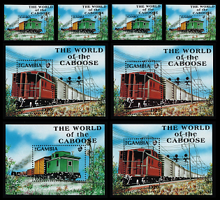 1991 Freight Train Cabooses, Republic of The Gambia, Souvenir Sheets