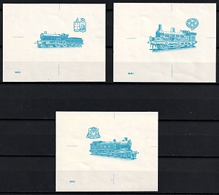 1972 Locomotives, Ajman (United Arab Emirates), Imperforate Trial Color Proofs