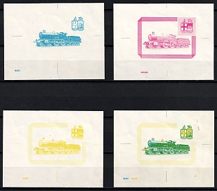 1972 Locomotives, Ajman (United Arab Emirates),  Imperforate Trial Color Proofs