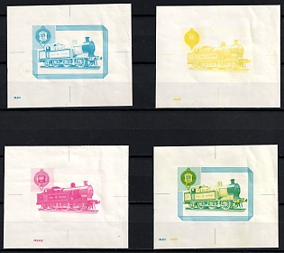 1972 Locomotives, Ajman (United Arab Emirates), Imperforate Trial Color Proofs